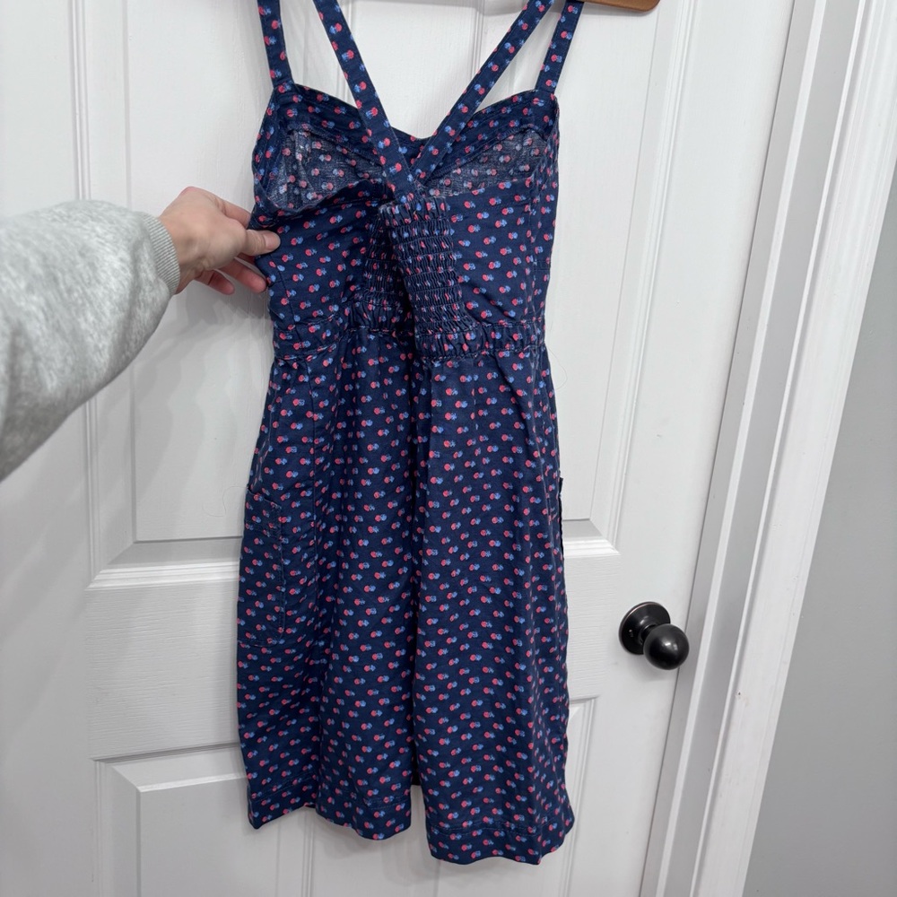 Navy Linen Blend Dot Sundress | Aerie Size M - Picture 10 of 12